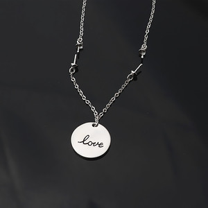 Colgante de Plata S925 Estilo LOVE, Collar de Cadena con Forma de Corazón de Moda, Perla con Orificio para Mujer, Bandeja Vacía para Joyería de Perlas DIY 370 - Product Image 1