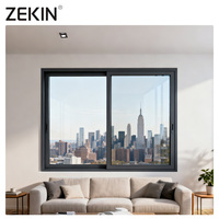 Puertas corredizas de vidrio de doble acristalamiento ZEKIN para hoteles Diseño de marco de plástico Ventana corredera de aluminio moderna