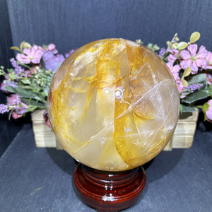 Kindfull Jaune Feu Quartz Sphères Pierres De Guérison Sculpté À La Main Reiki Quartz Doré Guérisseur Boules pour La Méditation - Product Image 2