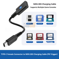 Câble de charge USB-C vers 3DS/2DS/NEW 3DS XL/NDSI Tideseer 08 10cm PD Type-C Noir