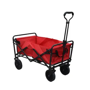 Folding Outdoor Camping Wagon Utility With 360 Degree Swivel Wheels Adjustable Handle