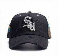 Nuevas Gorras Dandi Originales con Logotipo Bordado en 3D, Visera Curva Desgastada, Color Negro Total con Cristales 31, Gorra Dandi