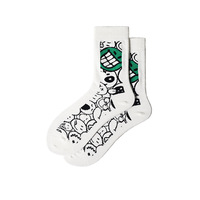 Chaussettes pour hommes de dessins animés drôles conçues sur mesure avec un sourire étrange Chaussettes pour hommes de mode de bonneterie de style de rue