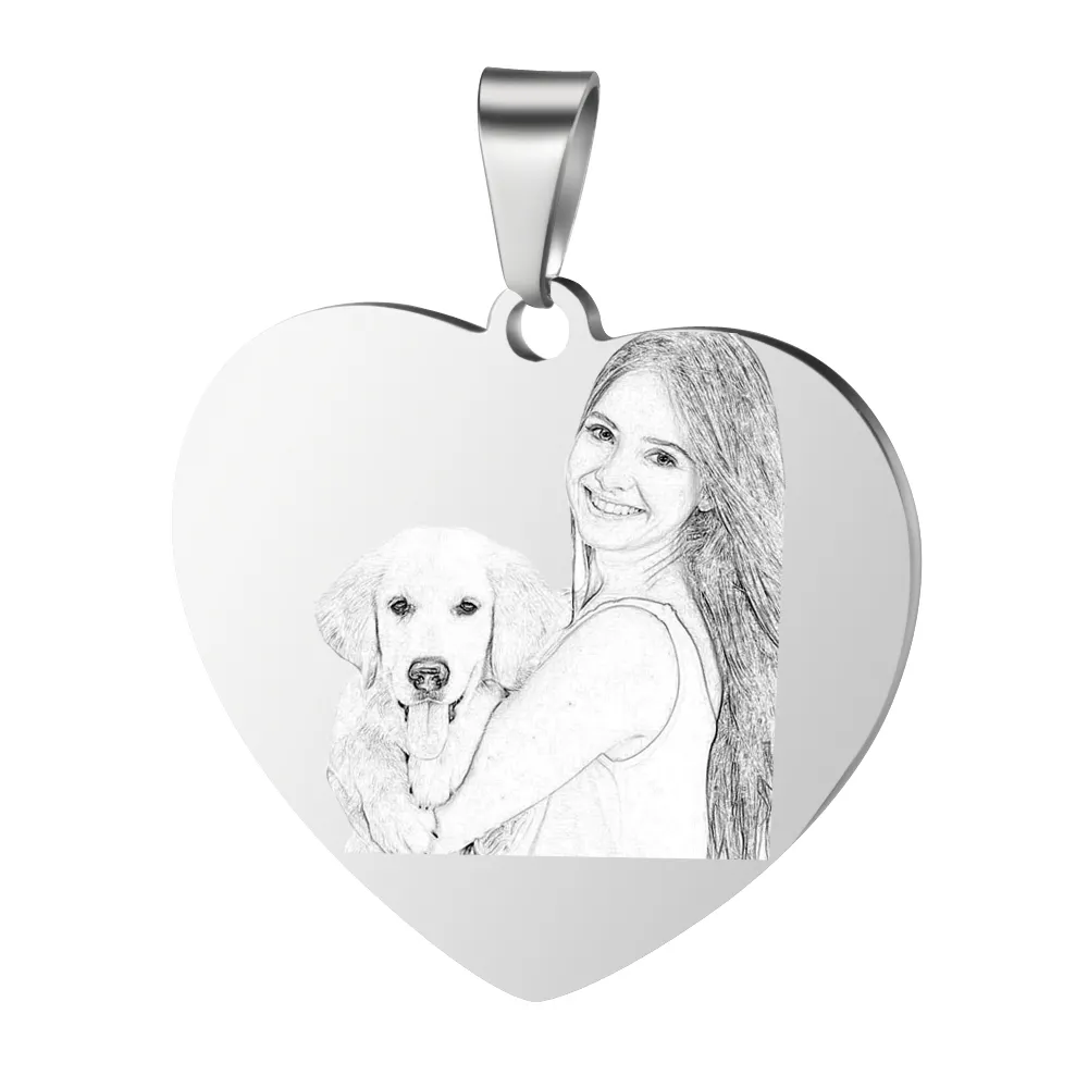 Pendentif OEM personnalisé en acier inoxydable avec photos gravées Collier ras du cou avec photo personnalisée pour les cadeaux des amoureux