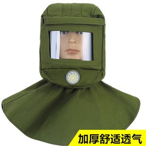 Capuche de protection en toile pour sablage, masque facial complet avec bandeau pour ponçage et peinture, vert herbe - Product Image 2