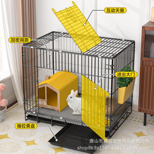 <span class=keywords><strong>Cage</strong></span> pliable pour lapin et chat d'intérieur, motif uni, plateau en plastique, écologique, nettoyage facile des excréments, caractéristiques de suspension aux oreilles, conception cryptée - Product Image 1