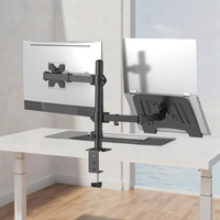 Support de bureau double pour ordinateur portable et moniteur, bras long réglable en métal, compatible VESA