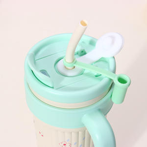 Vaso Infantil Aislado con Pajita B-2077, Acero Inoxidable 316, Azul Claro, con Asa, para Uso en Casa y Oficina - Product Image 4