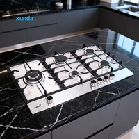 Estufa de Gas Empotrable Xunda de Alta Calidad, Acero Inoxidable, Cinco (5) Quemadores, para Cocina y Restaurante