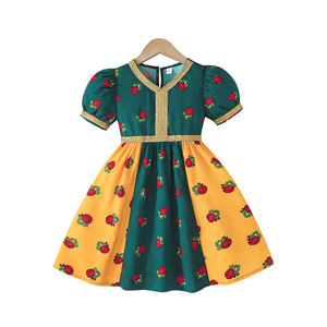MS Elegant Girls New Gold <b>Lace</b> <b>Collar</b> Floral Pattern Princess Dress Summer Ethnic Style Dresses - Product Image 6
