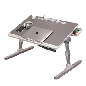 Portable Foldable PU Leather Desktop <strong>Reading</strong> <strong>Table</strong> Wooden <strong>Notebook</strong> Computer Desk with Lifting Bed Feature for Bedroom Use - Product Image 6