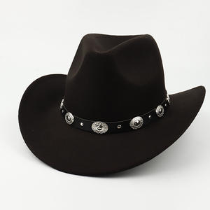 Chapeau bohème western à large bord pour femmes et hommes-Chapeau Fedora Rancher en feutre avec bord plat de 4 pouces - Product Image 1