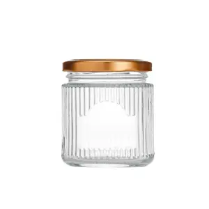 Op Maat Gemaakte Beschikbare Verschillende Maten Brede Mond Honingpotten Glas Unieke Honing Glazen Pot Glazen Potten Met Deksels Voor Voedsel