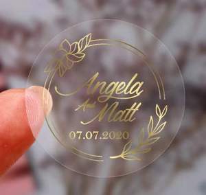 Pegatinas con logotipo personalizado, papel de aluminio transparente, dorado, plateado, para negocios, para boda - Product Image 6