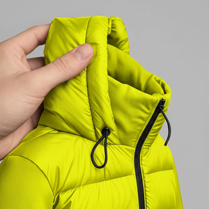 Unisex Lime Green Puffer <b>Jacket</b> Zip-Up Winter Casual Coat <b>Slim</b> <b>Fit</b> Hooded Polyester Windproof Solid Color Regular Length - Product Image 3