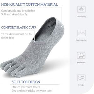 Solid Color Lightweight Invisible Low Cut Five-Finger <b>Toe</b> Pilates Socks - Product Image 3