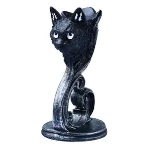 小黑猫树脂工艺品摆件家居桌面创意装饰水晶球底座新品批发