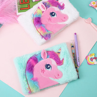 Offre Spéciale mignon Kawaii fourrure licorne en peluche couverture cahier cahier Journal pour les filles
