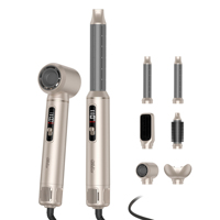 Secador y Plancha de Pelo 5 en 1 UKLISS con Motor DC de 60000 RPM, 800W-1000W, 3 Velocidades, Rizado Automático y Pantalla LCD para Salón y Uso Doméstico