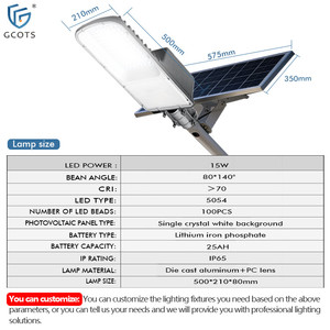 Farolas Solares Personalizadas con Control Remoto, IP65, Resistentes al Agua, con Batería, Alimentación por CC, Luces <span class=keywords><strong>LED</strong></span> Solares para Granjas, Parques y Caminos - Product Image 3