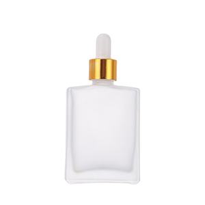 Empty 30ML 50ML FrostedVSquare Rectangle Essential Oil Serum <b>Glass</b> <b>Dropper</b> <b>Bottle</b> - Product Image 2