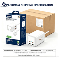 Bloc d'alimentation multi-ports VAYSMA 60W, prise universelle, 2 ports Type C, 2 ports USB A, multiprise de voyage