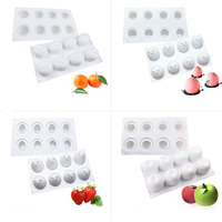 D5006 Fruits Pomme Orange Poire Bougie d'Aromathérapie Gâteau Mousse Gelée Chocolats Résine Décoration Moule Silicone Cuisson Moule 3D