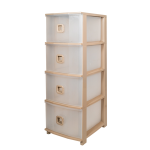 Pratika Slim Plus, Mueble de Almacenamiento con 4 Cajones, Color Taupe, 375x285x800mm, Cajones de Plástico - Product Image 1