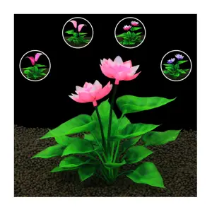 Aquarium Decoratie Waterplanten Landscaping Aquaria Accessoires Kunstmatige Plastic Planten Lotus Bloem Woondecoratie