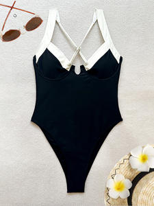 Traje de baño retro sexy de color sólido para mujer, ropa de playa, bikini de acero, conjunto de Bikini en la espalda - Product Image 5