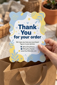 Tarjetas <span class=keywords><strong>de</strong></span> Agradecimiento con Borde Ondulado Impresas Personalizadas para Pequeñas Empresas, Inserto para Paquetes <span class=keywords><strong>de</strong></span> Comercio Electrónico, Pedido al por Mayor OEM, Diseño Colorido Troquelado - Product Image 3