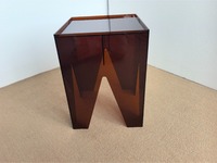 Table d'appoint en acrylique personnalisée, marron, géométrique, moderne, pour salon, hôtel, chambre, bureau, maison