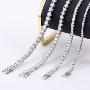 C & J 3MM Moissanite Tennis Chain Iced Out Tennis Collar Alta calidad S925 Silver VVS Hombres <span class=keywords><strong>Mujeres</strong></span> Collar Pulsera - Product Image 1