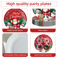Ensemble de vaisselle populaire pour fête de Noël, assiettes, gobelets et serviettes de Noël pour les célébrations et événements festifs