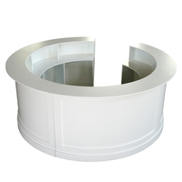 Comptoir de bar circulaire modulaire Sunzo en contreplaqué robuste, blanc, pour événements extérieurs, mariages et restauration commerciale