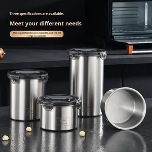 Pot de conservation alimentaire en acier inoxydable 304 scellé pour céréales, café, conservation de la fraîcheur, design rond, usage domestique universel - Product Image 4