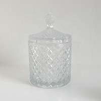 Bocaux de rangement ronds en verre pour pot de bonbons au sucre avec couvercle pour le stockage des aliments et le conteneur Stash Jar