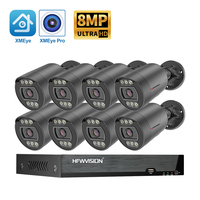 Sistema de Cámaras de Seguridad CCTV POE de 8 Canales y 8MP 4K, Visión Nocturna a Todo Color, Audio Bidireccional, Detección Humana, IP66, Kit NVR para Exteriores