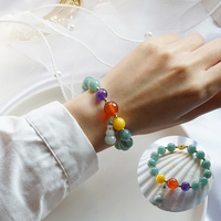 Bracelet jade vintage en pierre naturelle Bracelets en perles de gourde Bijoux en pierre de jade faits à la main pour femmes