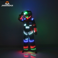 Disfraz de Robot LED con Control Remoto, Ropa Brillante, Casco de DJ para Discoteca, Color Personalizado, Plástico y Metal, para Halloween, VIP, Baile