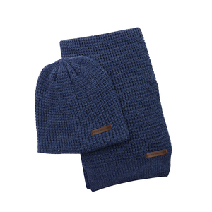 OEM personalizado parche calidad Premium Unisex caliente Merino suave <span class=keywords><strong>de</strong></span> punto <span class=keywords><strong>de</strong></span> <span class=keywords><strong>lana</strong></span> <span class=keywords><strong>de</strong></span> sombrero y bufanda Set <span class=keywords><strong>de</strong></span> 2 piezas <span class=keywords><strong>para</strong></span> <span class=keywords><strong>el</strong></span> clima frío - Product Image 1