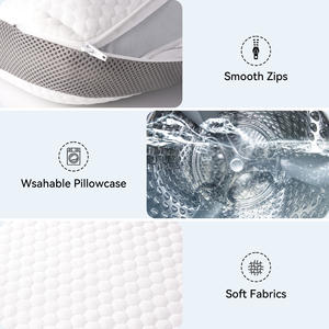 Funda de Almohada de Espuma Viscoelástica Transpirable, 100% Poliéster, Diseño de Panal, Ignífuga, Extraíble, Ergonómica, para Dolor de Cuello y Espalda - Product Image 2