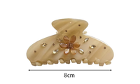 Pince à cheveux en acétate Liwu, style français, luxe rétro, couleur Maillard, 8 cm, taille moyenne, motif léopard classique