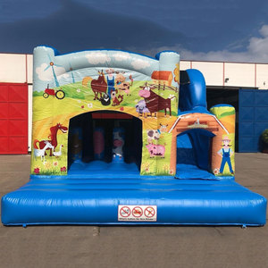 Inflable <span class=keywords><strong>Profesional</strong></span> Azul y Amarillo para Niños, Compre un <span class=keywords><strong>Castillo</strong></span> Inflable con Tobogán, Equipo de Juegos para Exteriores - Product Image 2