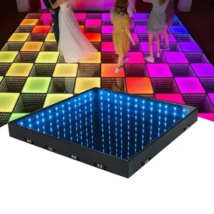 Prezzo a buon mercato luci di natale Indoor Outdoor Portable Light Up Wedding Disco Glass Magnet 3d Mirror Led Dance Floor