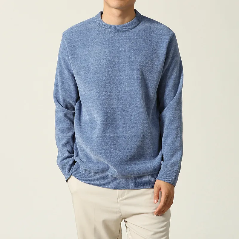 Pull en cachemire à manches longues et col rond pour homme, estival et décontracté, couleur unie, chaud, tricoté, en laine, collection automne/hiver, 2020