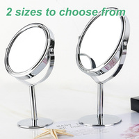 Miroir de maquillage de table rond ovale pivotant double face vintage réglable de 8 pouces en argent