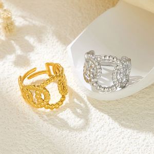 Anillo de Dedo Apilable Geométrico Chapado en Oro de Acero Inoxidable Vintage para Mujer, Anillo de Nudillo Geométrico con Cadena, Regalo - Product Image 5