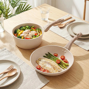 High Quality Pot Pan <b>Silicone</b> Glass Lids Soft Touch Handle Non Stick 14 Piece Forged Aluminium Ceramic Cookware Set - Product Image 4