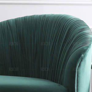 أريكة فندقية بطيات خلفية, أريكة من نسيج مخملي باللون الأخضر والغابات ، بقاعدة ذهبية ، مكونة من 3 مقاعد باللون الأخضر و فيروزي - Product Image 4